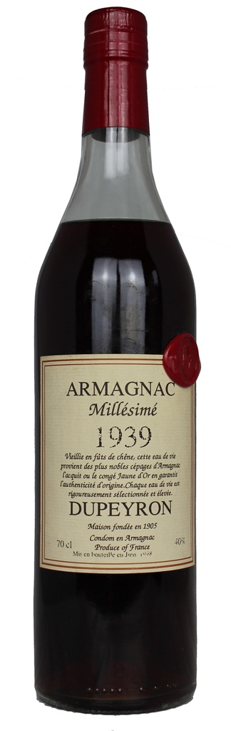 Armagnac Dupeyron, Armagnac, 1939 | Vintage Wine and Port